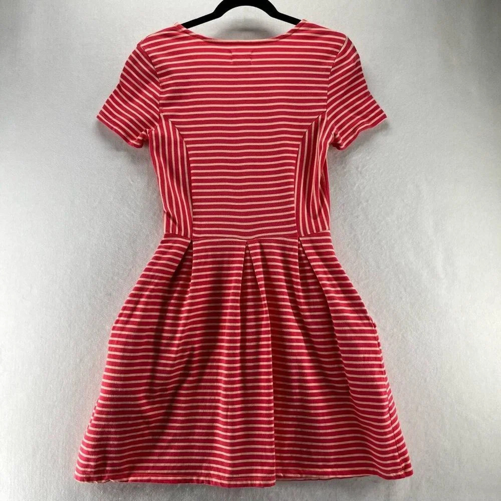 Levi's Dress Size XS A-Line Mini Striped Scoop Neck Short Sleeve Cotton Orange - Picture 4 of 13